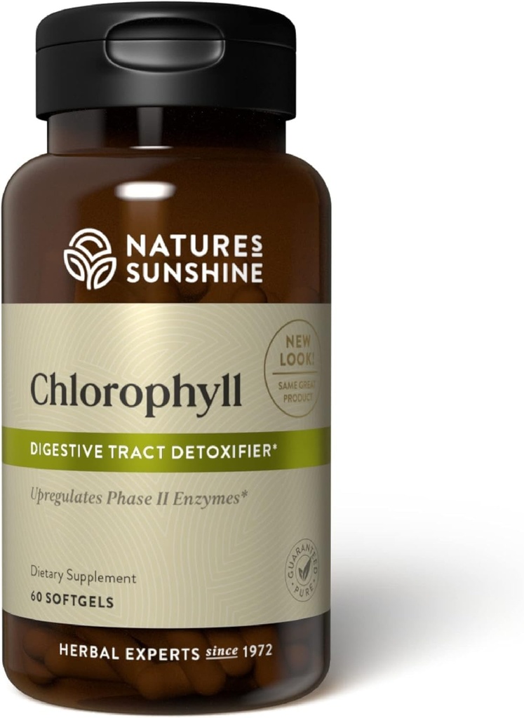 Nature's Sunshine klorofylli, 60 Softgel-kapselia: Tuki digestio, immuniteetti ja detoksikaatio sisäisellä deodorantilla. Helppo niellä Kapselit edistää yleistä hyvinvointia ja energiaa