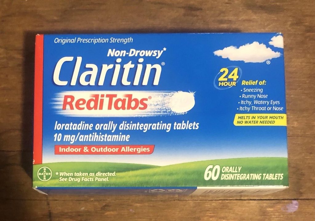 Claritin RediTabs 24 tunnin allergialääketiede, ei-hullun allergian hoito, Loratadine Antihistamiinitabletit, 60