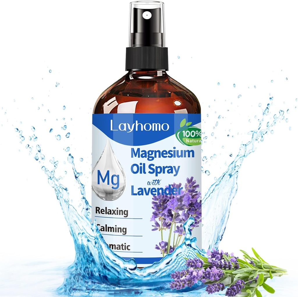 Magnesiumöljysumutus unia varten,Pure Magnesiumia jaloille,Rauhoittavaa lihasten rentoutumista, kipua, Ultran pitoisuutta Lavender-200ML:n kanssa