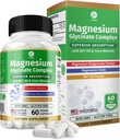 1 Body Magnesium Glycinate Complex, korkea imeytyminen Magnesium Supplement for Rauhoitu, Lihasrelaksaatio & Bone Health Support, Vegan with MCT Oil & Trace Minerals, non-GMO, 60 kapselia