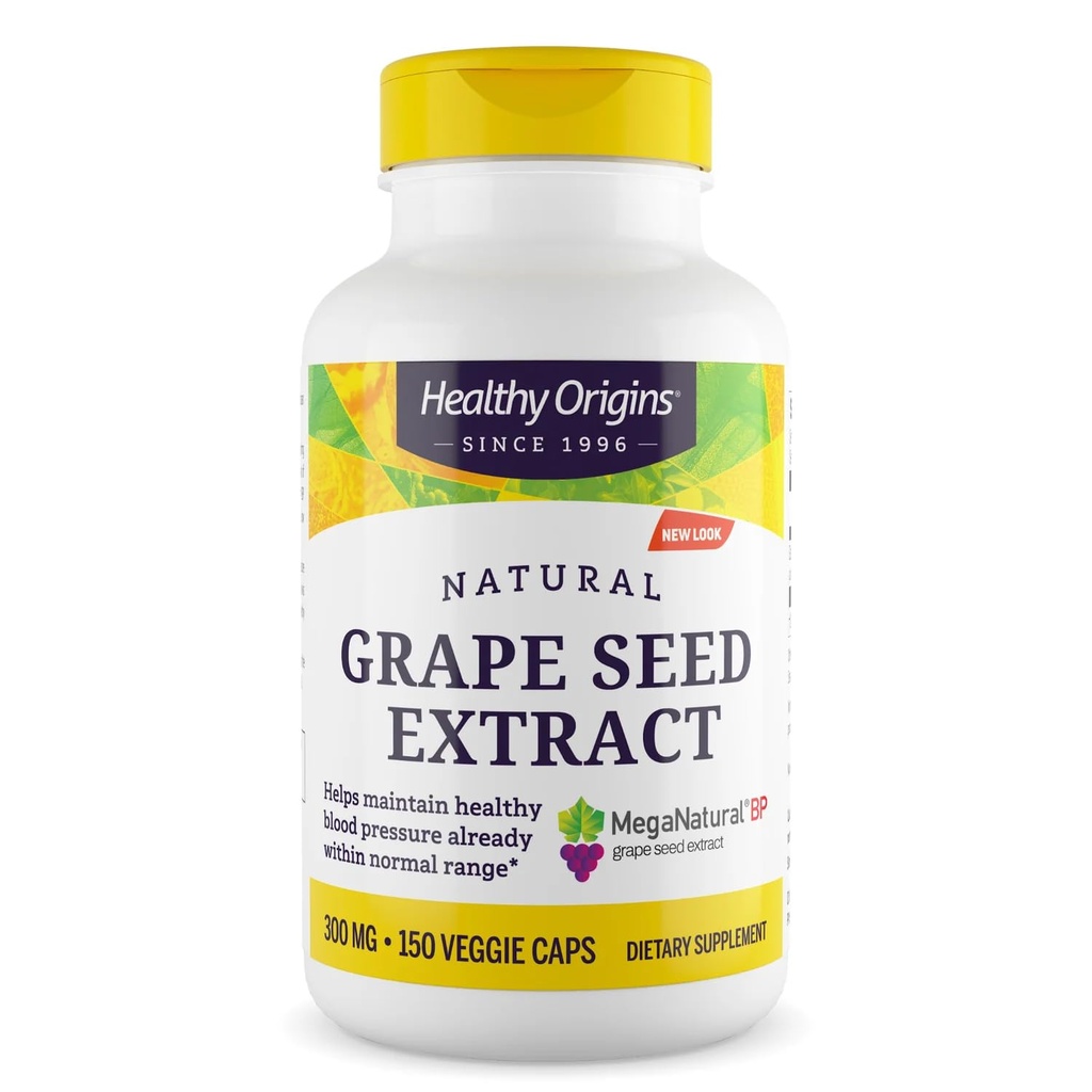 Terve alkuperä Rypäleensiemenuute 300 mg (MegaNatural BP, Ei-GMO, Kalifornia-Grown, Gluteeniton, Tukee Tervettä Verenpaine), 150 Kasvien Caps