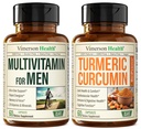 Vimerson Health Men's Multivitamin + Turmeric Curcumin with Black Pepper Extract Bundle. Joint and Immune Support, Discomfort Relief, Antioxidant Properties for Him