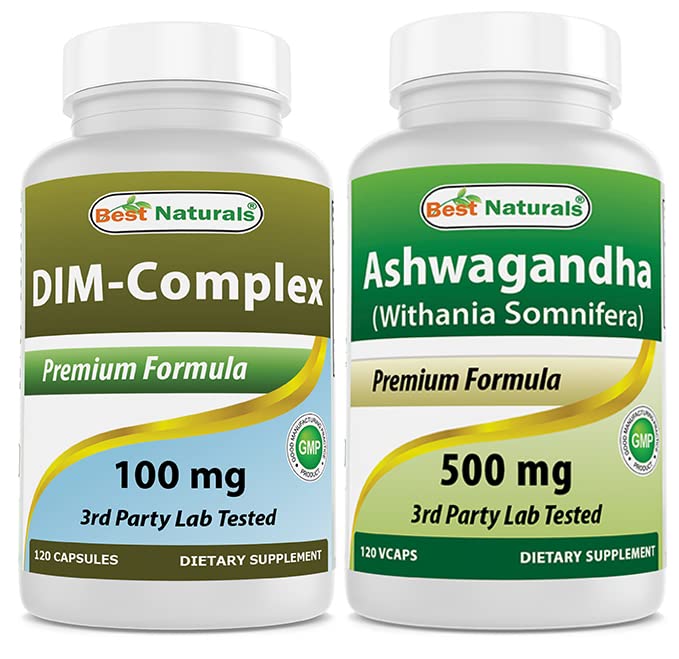 Bästa naturliga DIM Supplement 100 mg & Ashwagandha Extract 500 Mg