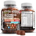 15in1 Mushroom Gummies med Lion Mane Turkey Tail Cordyceps Reishi Chaga Sweet Toot Maitake Meshima Poria Cocos Shiitake Tremella, Oyster Agaricus Mushrooms för män och kvinnor Supplement Clean Nutra