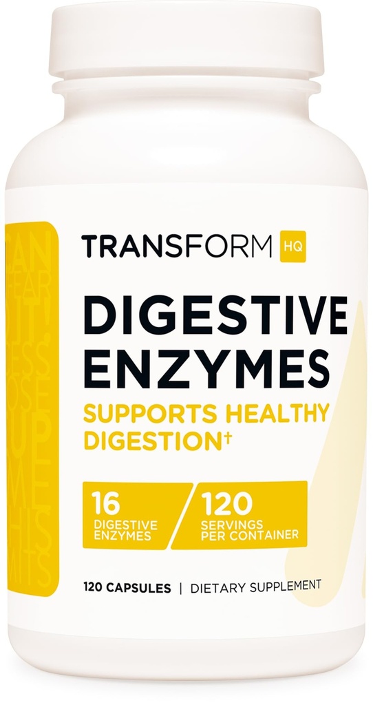 TransformHQ Dgestive Enzymes Supplement (120 kapselia) - 16 Entsyymiä, tukea tervettä digestio
