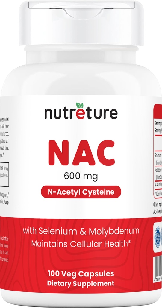 NAC Supplement N-Acetyl Cysteine Liver Supplement med Selenium & Molybdenum för leverhälsa | N-Acetyl Cysteine 600 mg 100 kapslar