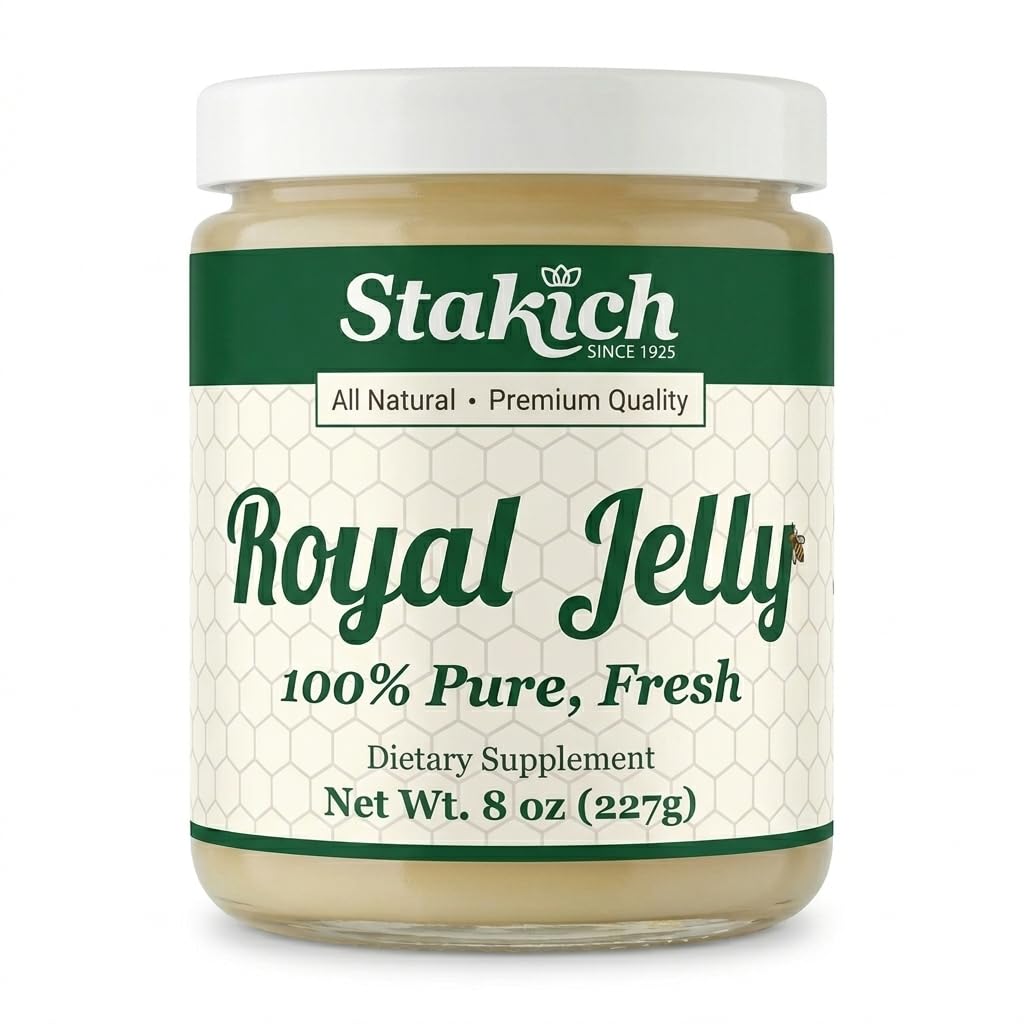 Stakich Fresh Royal Jelly - Pure, All Natural - Ei lisäaineita / Flavors / Preservatives Lisätty - 8 Ounce (227 Gram)