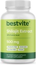 BESTVITE Pure Shilajit Extract 500mg (120 Vegetariska kapslar) - Inga Stearates - Vegan - Icke GMO - Glutenfri - Standardiserad till 20% Fulvic Acid