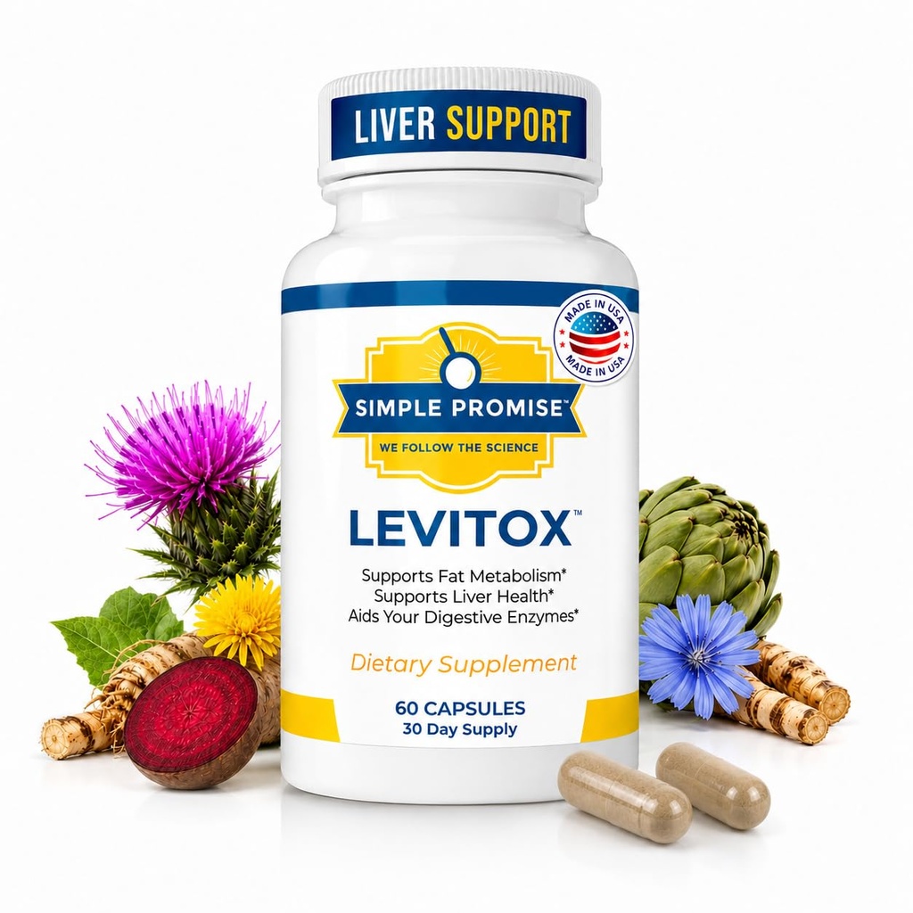 Levitox - Milk Thistle Liver Detox täydentää voikukka juuri ja artisokka uute - tukee maksan terveyttä, aineenvaihduntaa ja digestiota - 60 kapselia