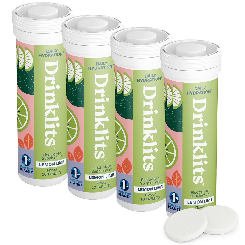 Drinklits Lemon-Lime Daily Electrolyte Hydration Tabletit (4) Tube Bundle 