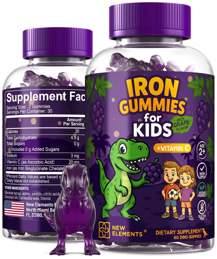 Iron Dinosaurus Gummies lapsille C-vitamiinia ...