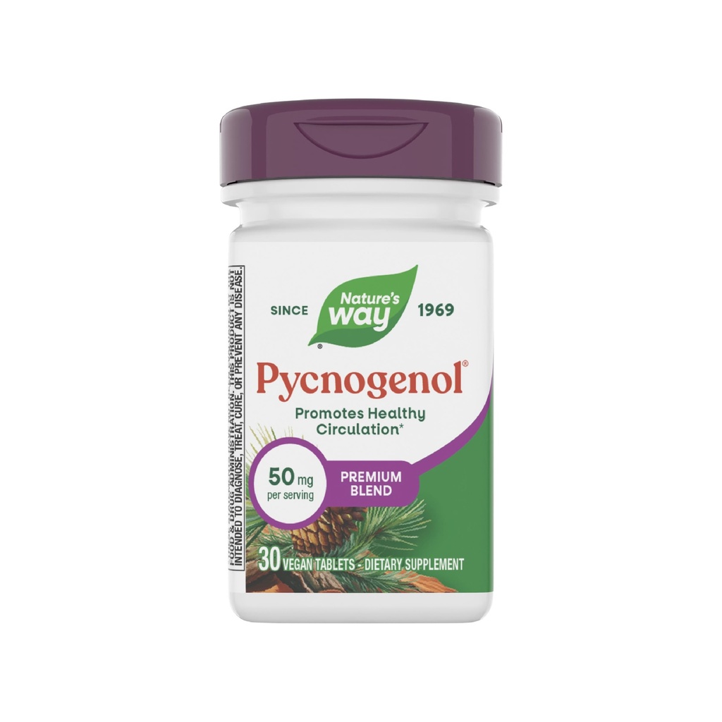 Nature's Way Pycnogenol, edistää tervettä verenkiertoa*, 30 vegaanista tablettia