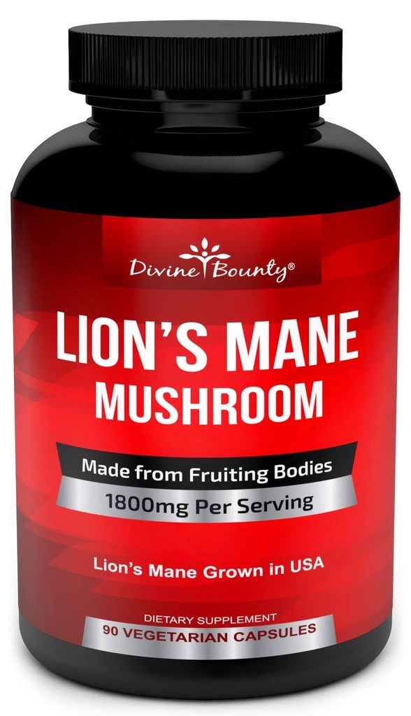 Organic Lions Mane Mushroom Kapselit - 1800mg Vahvin Lion's Mane Mushroom Supplement - non-GMO Lions Mane Extract Powder - Nootropic Brain Supplement - Brain & Immuuni Tuki - 90 Kasvissyöjä Caps