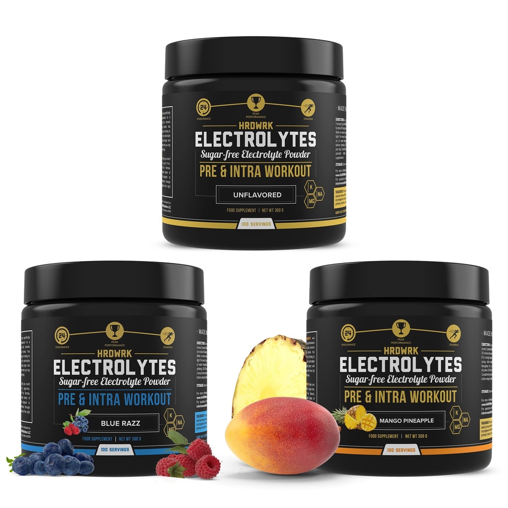 MMA Nutrition HRDWRK - 100 tarjoilua Keto Elektrolyyttejä Powder Hydration Sugar Free - Elektrolyyttijauhe parantaa kestävyyttä ja vähentää väsymystä Electrolyyttejä täydentää sarja 3