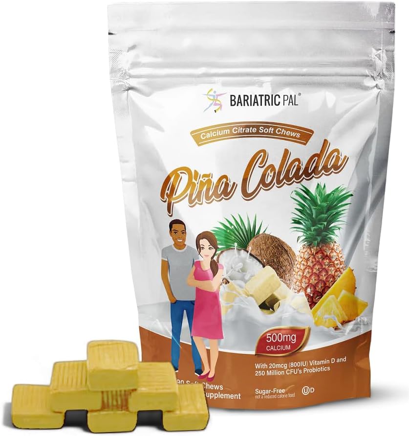 BariatricPal Sokeriton kalsiumsilikaatti Soft Chews 500 mg D-vitamiini & Probiootit ...
