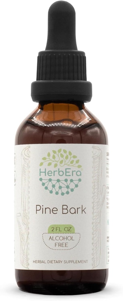 HerbEra Pine Bark B60 Alkoholiton yrttiuute Tiivistys, väkevät nestemäiset tihkurat Natural Pine Bark (Proantosyanidiini) Kuivattu Bark 2 fl oz