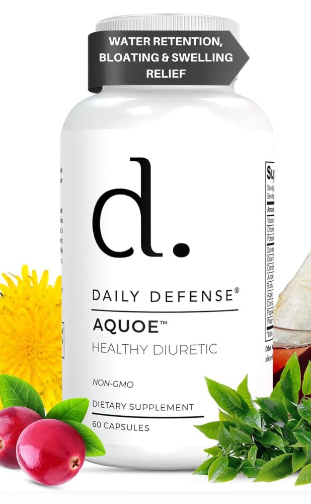 Diureetit - Karpalopillerit vihreällä teellä, voikukilla, omenasiiderin viinietikkalla & enemmän - AQUOE Water Away Pills for Bloating & Fitness - Water Pills by Daily Defense, 60 kapselia