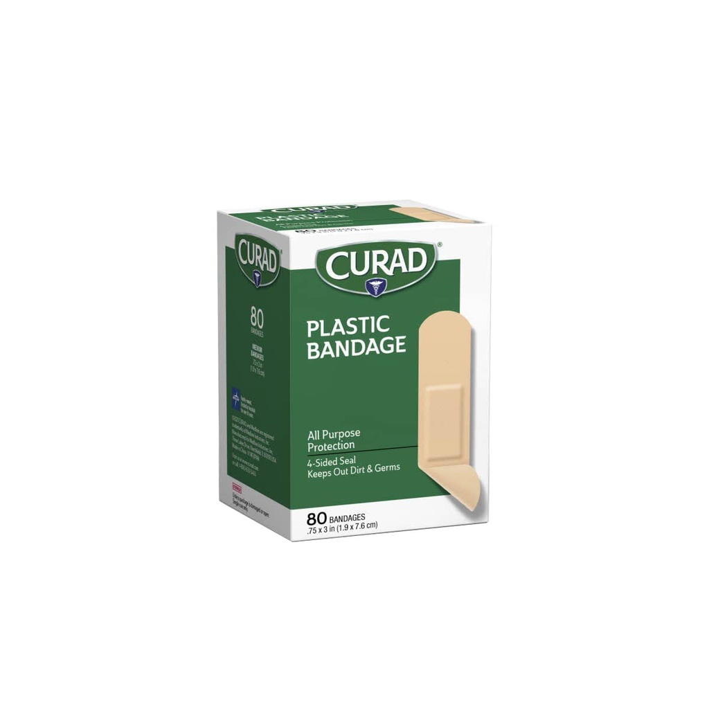 Curad Plast Bandages .75 X 3 Inches 80 Varje