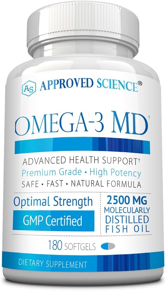 Omega-3MD - Fiskolja EPA & DHA - Förbättra kognitiv hälsa - 1 flaska - 3 månaders leverans