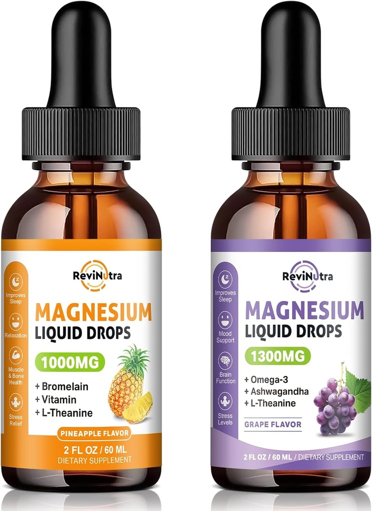 2 pakkaus Magnesium Complex Liquid Drops Ananas & Grape Maku