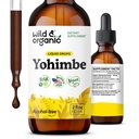 Wild & Organic Yohimbe Supplements for Men & Women - 5 mg Yohimbine Liquid Extract Drops - Pausinystalia Yohimbe Bark Tincture - Vegaani, alkoholiton - 2 fl oz