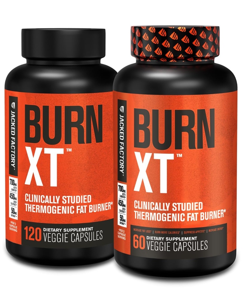 Jacked Factory Burn-XT Kliinisesti tutkittu Fat Burner & Weight Loss Supplement - ruokahalua Supppressant & Energy Booster - kanssa Acetyl L-karnitiini, vihreä teeuute ja enemmän - 180 luonnon ruokavalio pillereitä