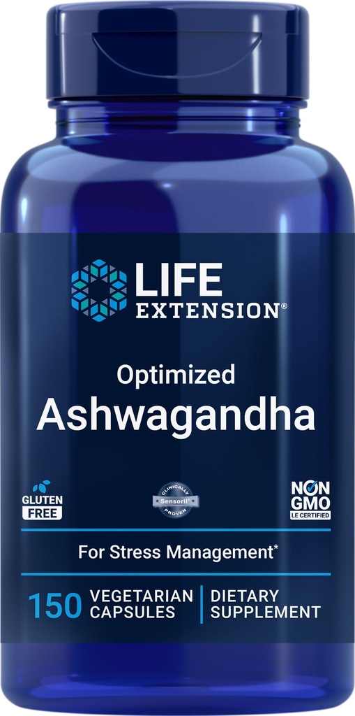 Life Extension Optimoitu Ashwagandha, 150 Veg Caps - Ei-GMO, Gluteeniton, Kasvissyöjä Kapselit
