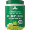 Peak Performance Makeuttamaton Luomu Vihreät Superfood Powder. Super Greens Powder 25+ Organic Ingredients for Max Energy and Athletic Performance. Vegan Keto Green Juo päivittäin
