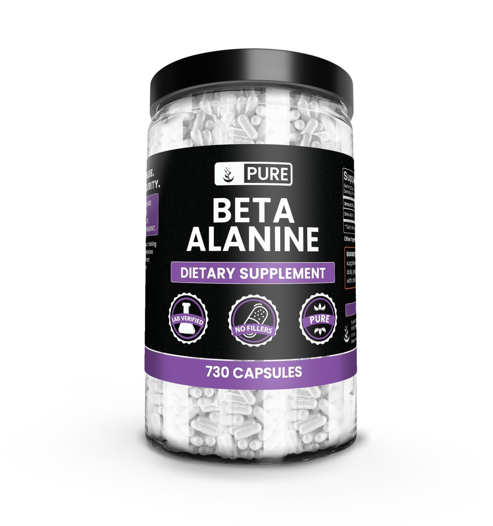 Puhdas alkuperäinen ainesosat Beta Alanine, (730 kapselia) Aina puhdas, ei lisäaineita tai täyteaineita, Lab vahvistettu