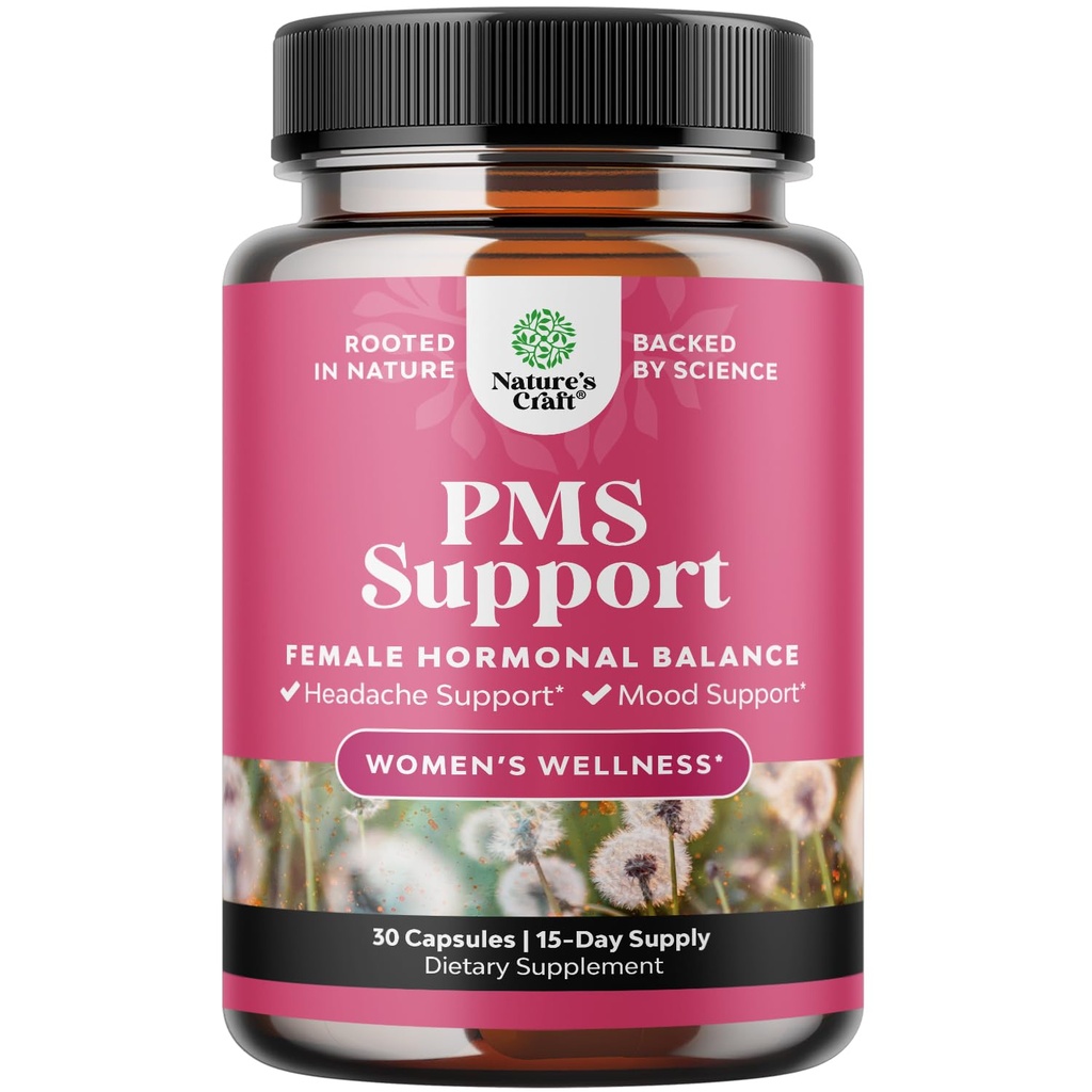 PMS tuki täydentää naisten Hormoni Balance naisten ja kuukautisten Ease kanssa DIM, Chasteberry, Black Cohosh & Ashwagandha - ajaksi period Cramps Ease, Menopause Bloating, Mood Swing 30 Ct