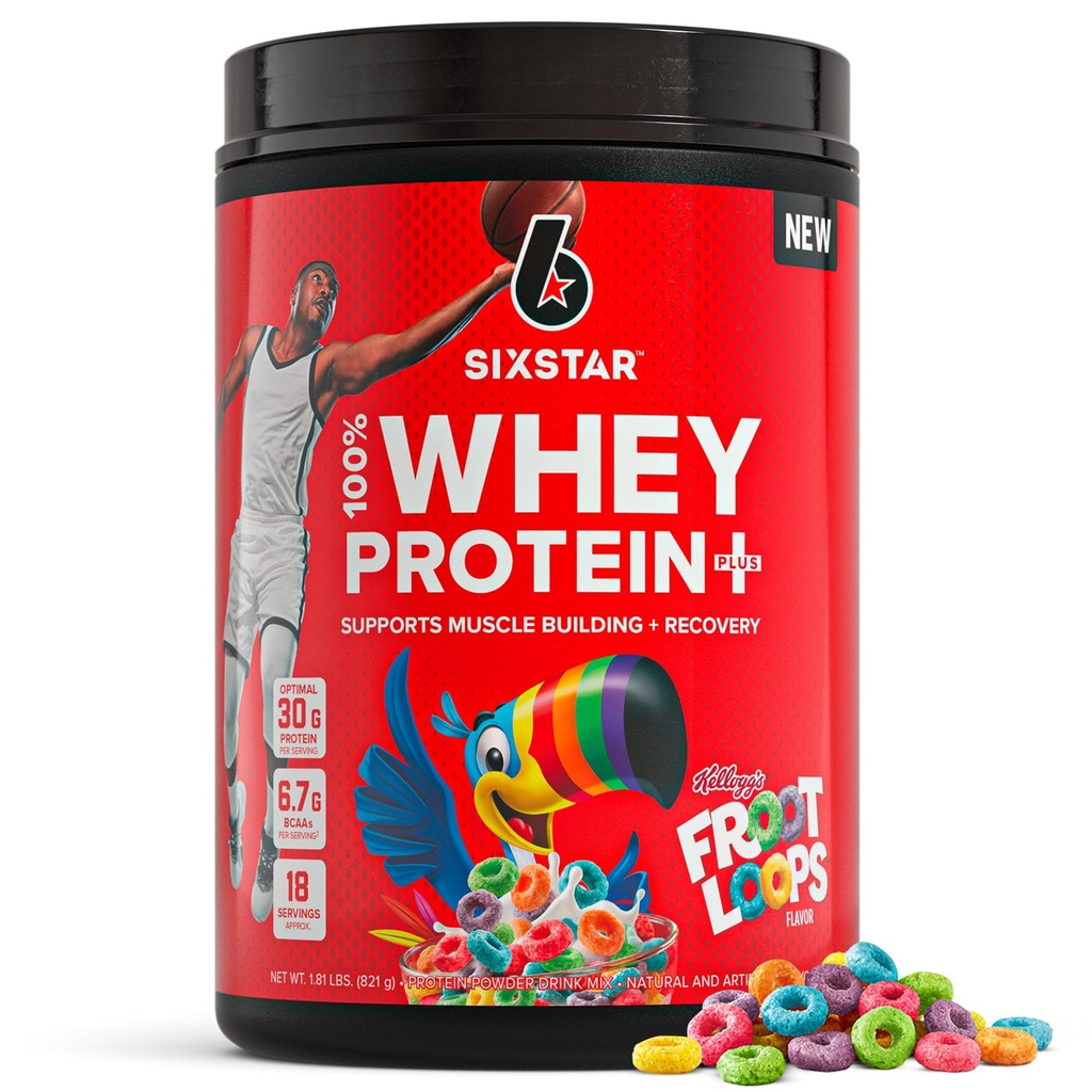 Six Star Whey Protein Powder Plus - Lihas Building & Recovery Formula Whey Isolate Powder, BCAAs, 30g Protein, Immuuni tuki - Post-Workout täydennysosa - Kellogg...