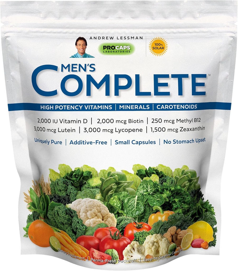 ANDREW LESSMAN Multivitamin-Men's Complete 30 Packets - High Potencies of 30+ Nutrients, Essential Vitamins, Minerals, Carotenoids. Liten Easy-to-Swallow. Inga budgivare, inga fillers, inga tillsatser