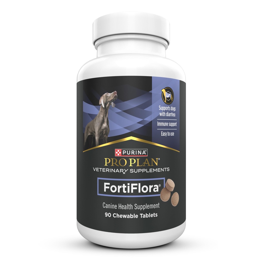 Purina Pro Plan Eläinlääkärin lisäravinteet FortiFlora Probiootit koirille purutabletteja ruoansulatuskanavan terveys ja ripuli - 90 t. Canister
