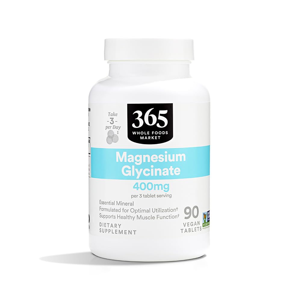365 av Whole Foods Market, Magnesium Glycinate tabletter, 400 MG, 90 greve