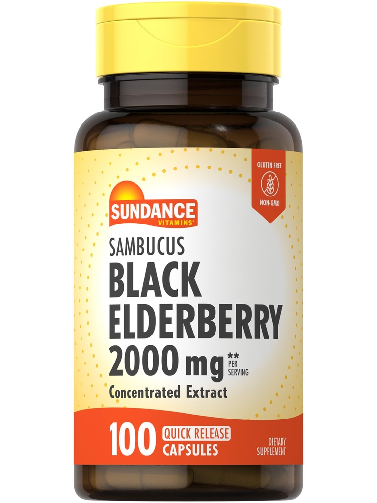 Sundance Sambucus Mustaseljakapselit 2000 mg 100 Count 