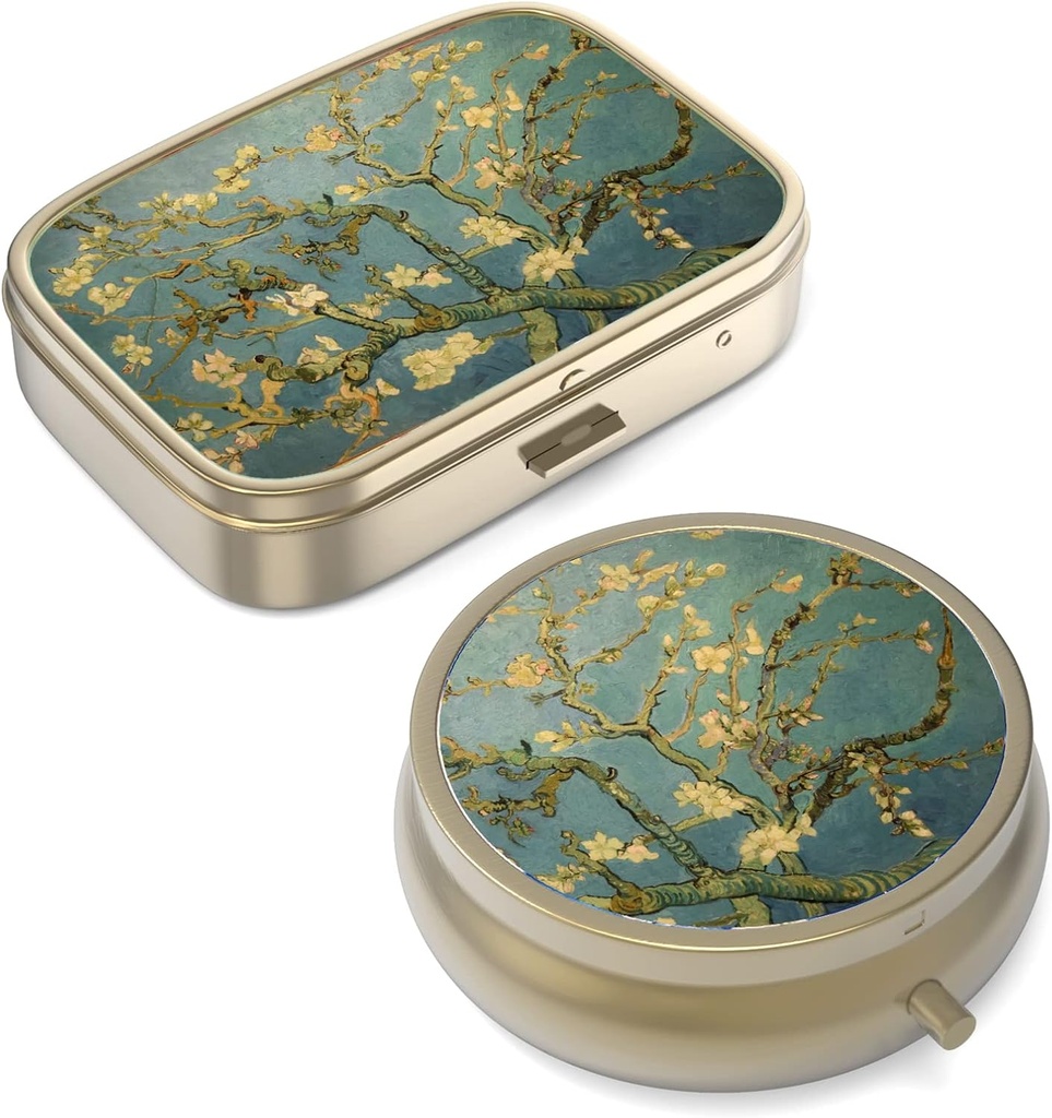 Pilleri Case Pillerilaatikko Mirror Retro Pieni pilleri tapauksessa laukku tai tasku Pronssi pillerilaatikko tai vitamiinit, kalaöljy, lisäravinteet, pilleri sisältää matkalahjat(2PCS)
