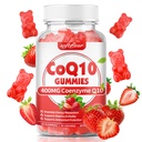 Pehmeä karhu CoQ10 Gummies 400 mg Coenzyme Q10 täydennysosa aikuisille, korkea imeytyvä coq10 Plus Omega-3, magnesium, B3-vitamiini ja sinkki soluihin energia & antioksidantti, mansikka maku 60
