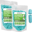 XPRS Nutra Vegan Koko 0 Erilliset kapselit - 500 Count Premium Tyhjät kapselit Erotettu laukut - Pillerit 0 Tyhjä DIY täydentää (Aqua)