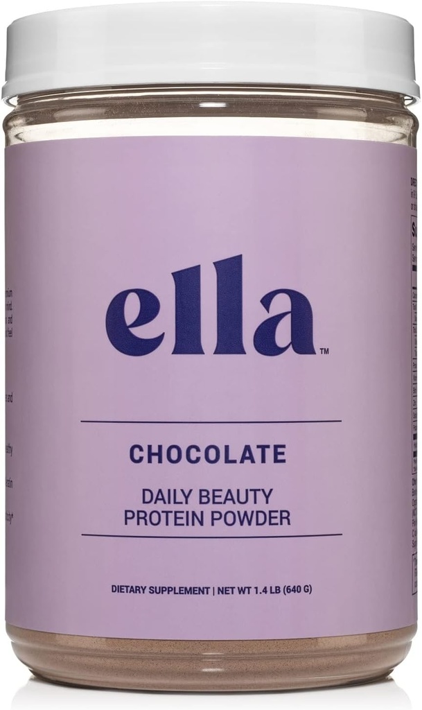 Ella Chocolate Collagen Protein Powder for Women - Daily Beauty Protein Powder with Grass-Fed Collagen Peptides - ei-GMO, Gluteeniton, Ei keinotekoisia makeuttajia - 20 tarjoilua