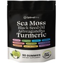 Optimal Prime Sea Moss and Black Seed Oil Gummies, Ashwagandha, Turmeric, Manuka Honey, ACV, Voikukka, Black Pepper, Burdock, Blackderwrack, Vegan, 90 Gummies 45 päivän tarjonta