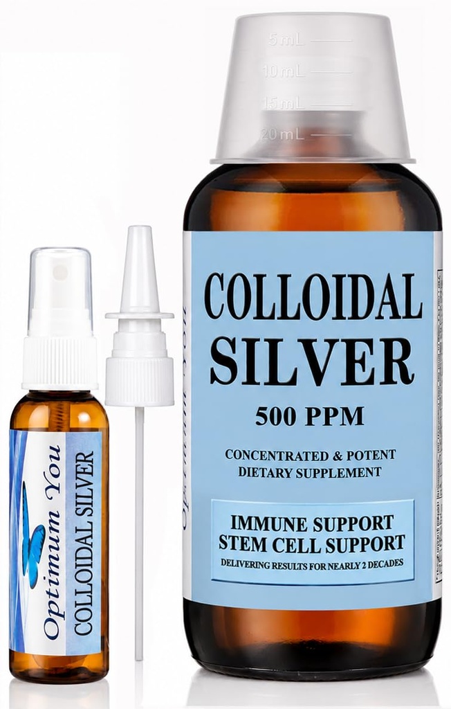 Kolloidinen Silver Liquid 500 ppm, Extra Strength (32 oz) kanssa Spray Bottle Immune Support Supplement 