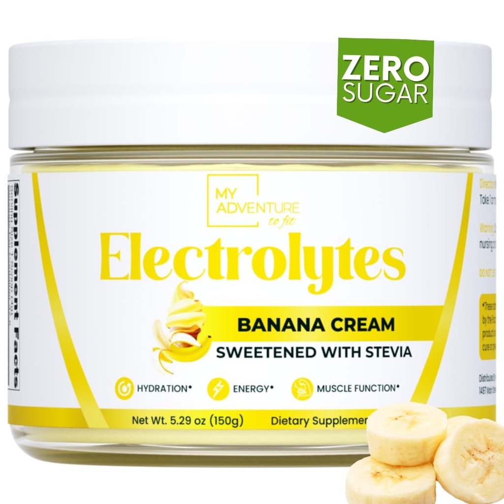 Zero Sugar - Banana Cream Electrolytes Powder - Uppfriskande Hydration - Koffeinfri energi med alla naturliga ingredienser - Vegan, Keto & Paleo - Sugar Free Electrolytes Powder Drink Mix - 37 portioner