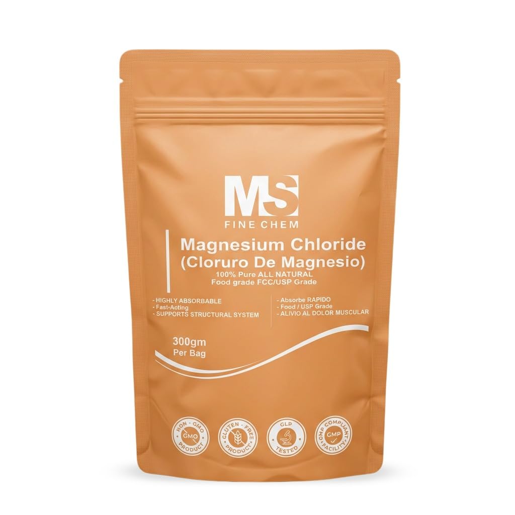 Cloruro de Magnesio 100% Pure Magnesiumkloridi Ruoka Gradus 300 Gram Syötävä magnesium Erittäin imeytyvä päivittäinen käyttö täydennysosa tai magnesiumöljy enintään 600 Tarjoukset 10.58 Oz