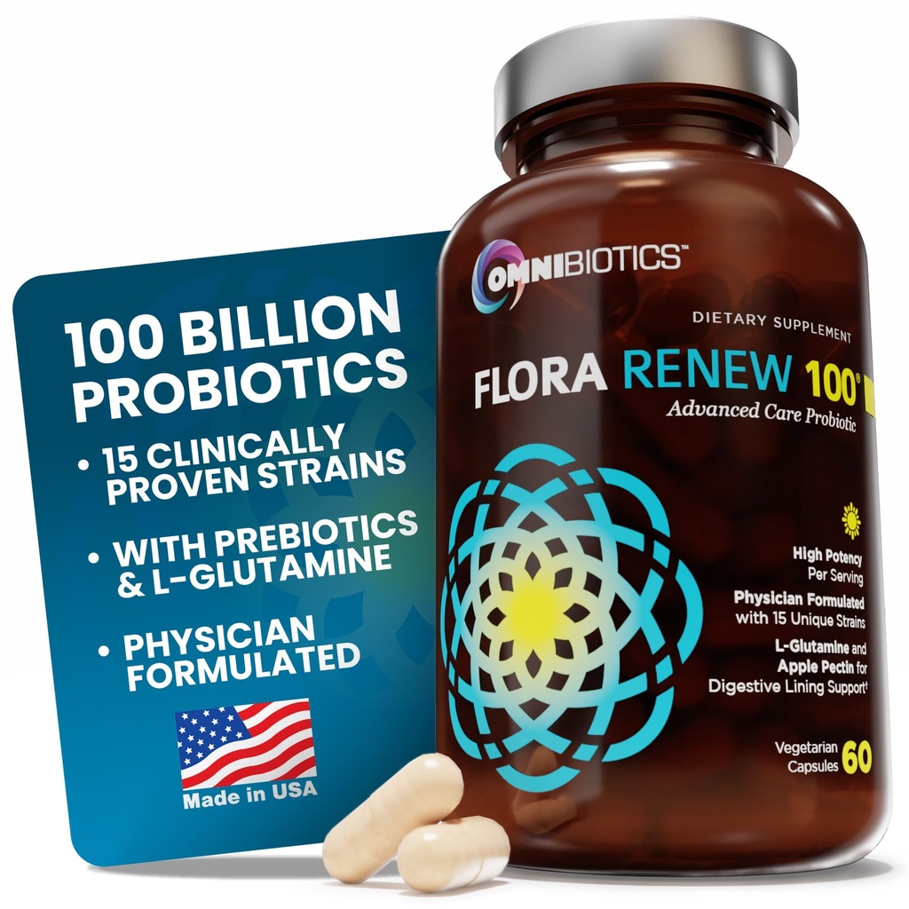 100 miljardia probioottia - 15-kantainen probiootti naisille ja miehille, Kongon demokraattisen tasavallan apps viiveinen julkaisu, prebiootit, L-glutamiini, Apple Pectin, Gut Lining Support, Skill Stable, non-GMO, 60 vegan kapselit aikuisille