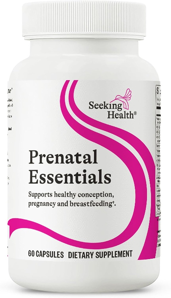 Söker Hälsa Prenatal Essentials, Methylated Bioavailable Folate och B12, Vitamin D3 och K2, Nyckel näringsämnen för att stödja graviditet och amning, Vegetarian (60 kapslar) *