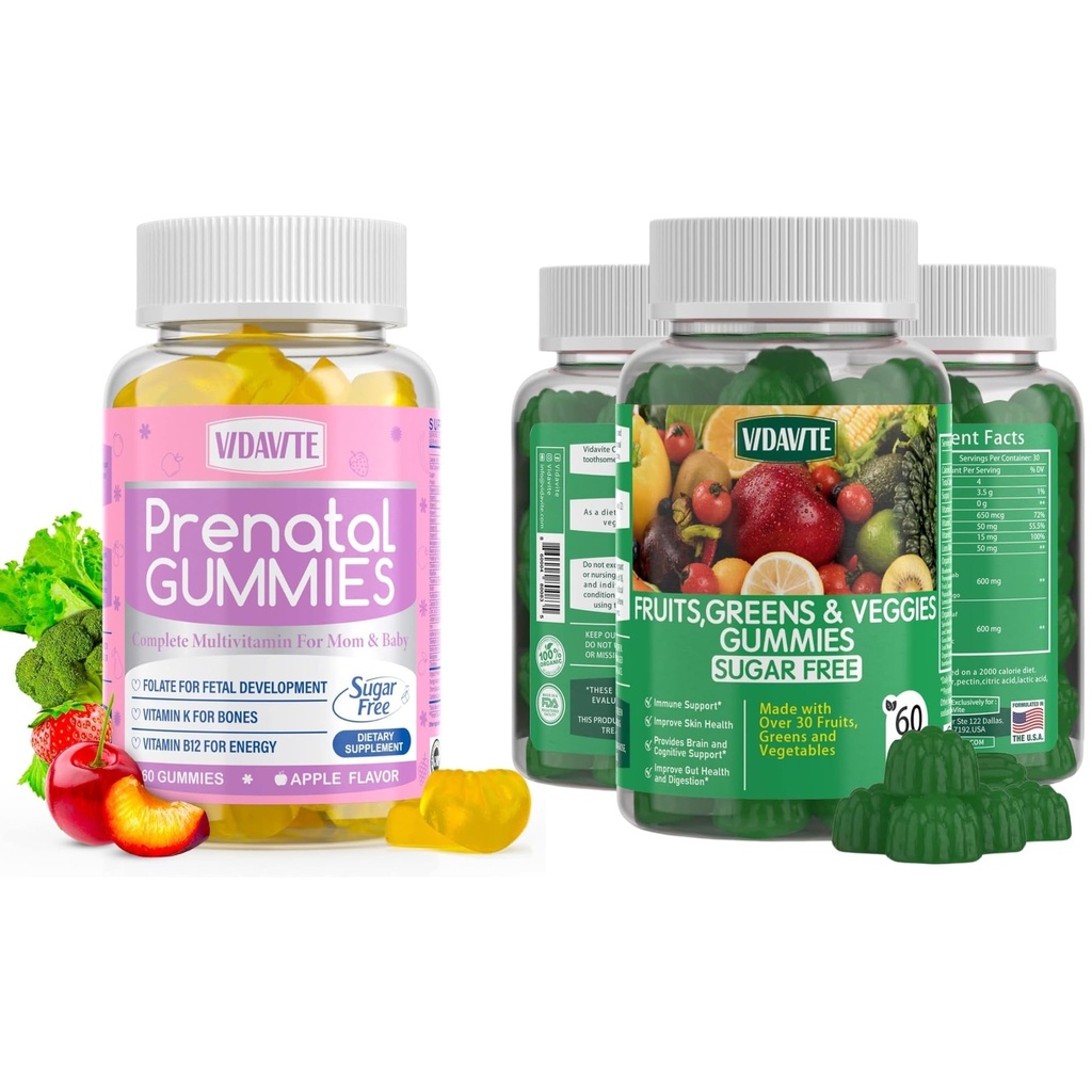 Sokerittomat prenataalit + sokerittomat hedelmät ja kasvikset