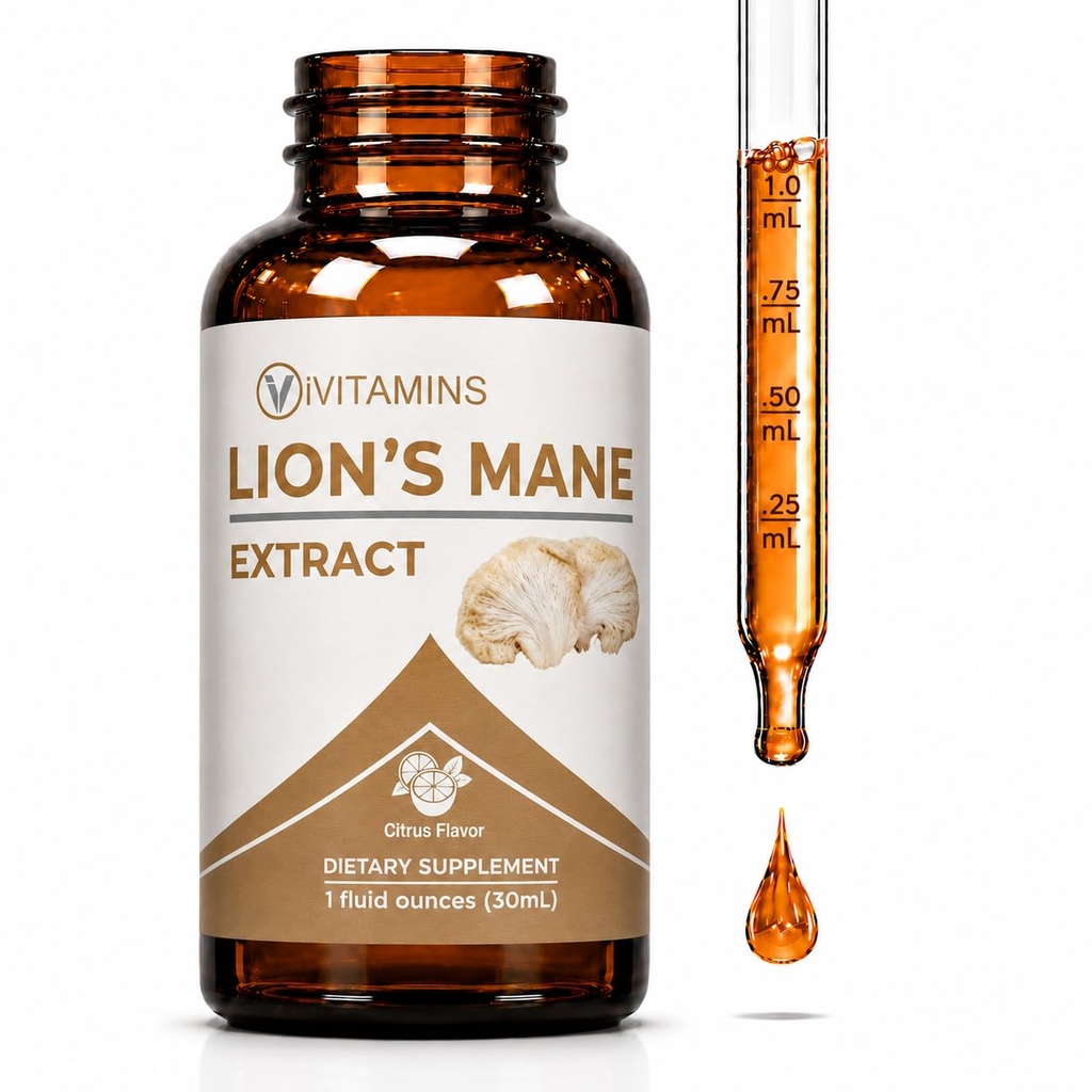 Lions Mane Liquid - Lion's Mane Tincture for Memory, Focus & Clarity - Lions Mane Supplement - Lions Mane - Lion Mane Mushroom Supplement - Nootropics Brain Support Supplement - (1 Pack)