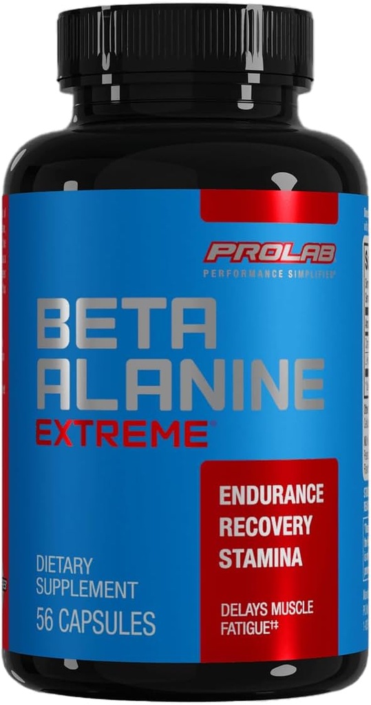 Prolab Nutrition Beta Alanine Extreme Carnosyn, 3200 mg High Potency, Boosts Treout Endurance & Viiveet Väsymys (56 Caps)