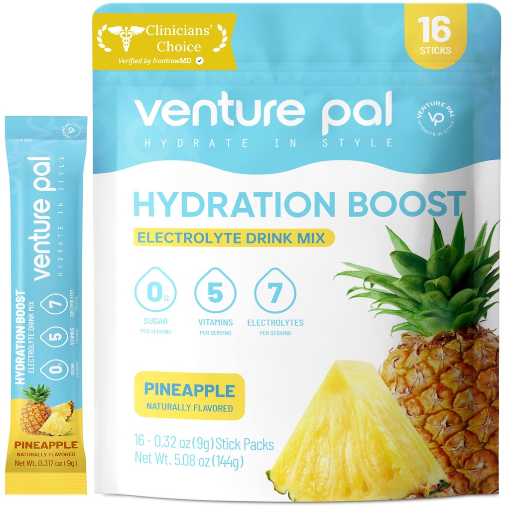 Venture Pal Sugar Free Electrolyte Powder Packets - Liquid Daily IV Drink Mix for Rapid Hydration & Party Recovery 