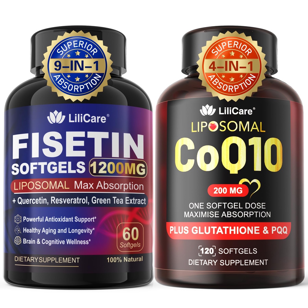 1Pack Liposomal Fisetin Softgels 1200 mg + 1Pack Liposomal CoQ10- 200 mg Softgels